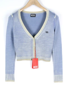 Diesel M-Arika Women's Sweater M Light Blue Washed Cardigan Wool Knitted 300 - Picture 1 of 10