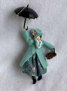 Disney Mary Poppins Blue Floral Cloth Dress Christmas Ornament Vintage OOAK rare - Picture 1 of 6