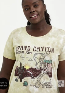 NWT TORRID Classic Fit GRAND CANYON NATL PARK Ringer TEE Size 00 M/L 10 Tie Dye - Picture 1 of 5