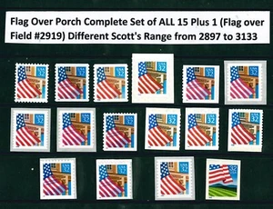 US Scott # 2897 ~ 3133 / Flag Over Porch .32 Set of 15 MNH - Picture 1 of 1