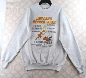 VINTAGE Hunters Excuse Pullover Herren Extra Large grau Sweatshirt Lee 1989 USA - Bild 1 von 8