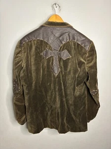 Y2K Men's Affliction Brown Leather Cross Blazer Sport Coat Y2K Jacket Large 5510 - Picture 1 of 9