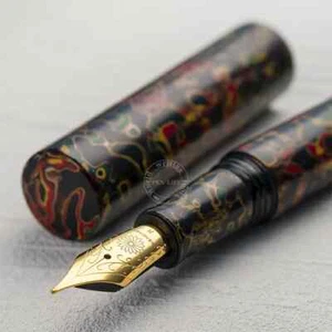 Wancher Fountain Pen WA250 , SEKAI TSUGARU URUSHI - KURO-AGE Size M Black - Picture 1 of 3