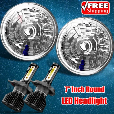 For Porsche 944 1983-1991 Pair 7" inch Round LED Headlights Hi/Low Beam H4 9003 Foto 1 de 4