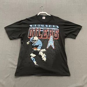 Vintage Houston Oilers Shirt Mens Large AOP Single Stitch NFL Rare USA Made 90s - Picture 1 of 9