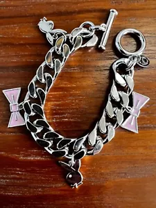 Vtg Y2K Bracelet Playboy Playmate Jewelry Since 1953 Bunny Charm Cuban Link - Picture 1 of 12