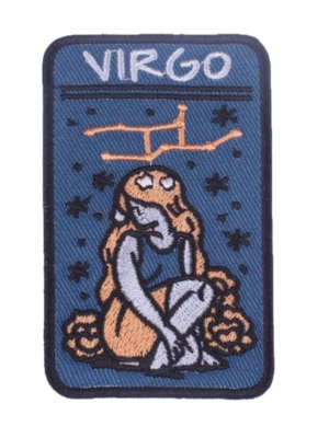 VIRGO - RETRO Astrology Zodiac Sign Horoscope Iron-On Embroidered Patch - Image 1 of 4