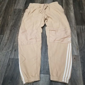 Adidas Parley Jogger Knit Track Pants Adult Medium Beige White Striped Cotton - Picture 1 of 12
