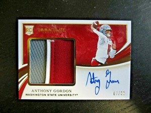 2020 Immaculate Collegiate ANTHONY GORDON ON CARD AUTO/3-COLOR PATCH RC /99