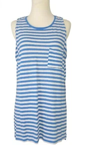 Time And Tru Blue & White Striped Sleeveless Tank Top L Women's - Picture 1 of 10