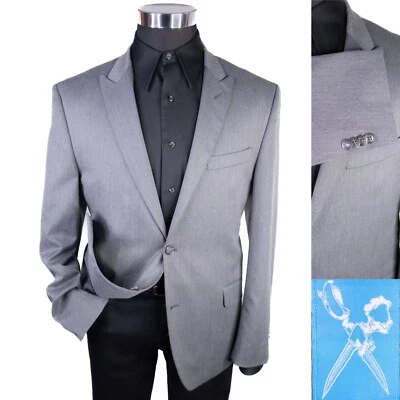 Marc Ecko Sport Coat Jacket Blazer Mens Size 42S Gray Solid Poly Blend - Image 1 of 4