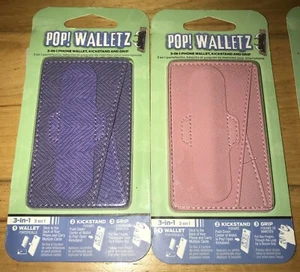 Two (2) Genuine Pop! Walletz 3-in-1 Phone Wallet Kickstand Grip Stocking Stuffer - Photo 1 sur 3