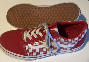 Vans Off The Wall Old Skool Youth Size 6 Checker Low Top Red/White Shoes
