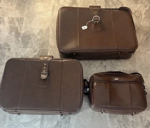 Vintage American Tourister 3pc Faux Leather Suitcase 1970's Travel Luggage 2209 - Picture 1 of 15
