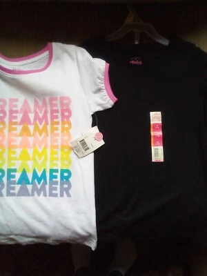 Girls Summer Tops Size M (7-8) White DREAMER and Solid Black, New with tags - Image 1 of 4