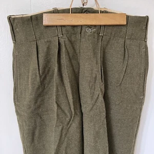 HIHverk Haeren Vintage German Military Pleated Button-Fly Wool Pants 32x32 - Picture 1 of 7