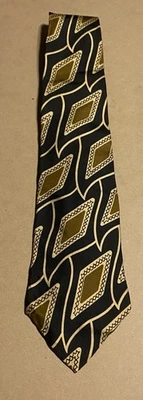 Men’s 100% Imported Silk Tie By Royal Knight Black,brown,cream Print - Image 1 of 4