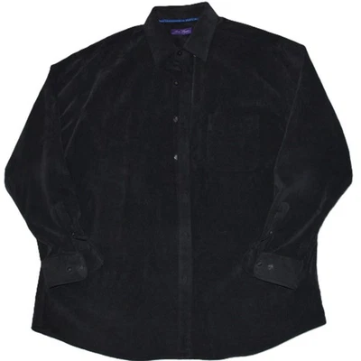 Camisa Alan River Para Hombre XL Negra Pana Manga Larga Abotonada Bolsillo Clásico Foto 1 de 4