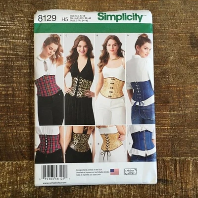 Simplicity Sewing Pattern 8129 Waist Cincher Corset Gothic Medieval 6-14 UNCUT - Image 1 of 2