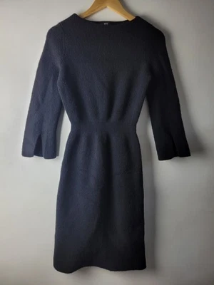 Uniqlo Women Size S Black Ribbed 100% Wool Knit Dress Stretch Formal Career Work - Image 1 of 4