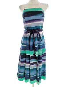 Rocha. John Rocha Size 8 (36) Blue Knee-Length Summer Dress Cotton Sleeveless - Picture 1 of 5