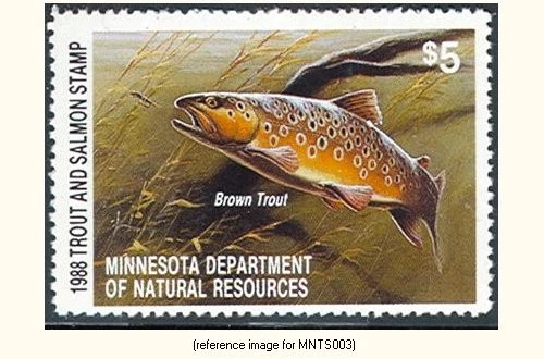 HALFPRICEFISH Minnesota Trout Stamp 1988 $5.00 no tabs - Image 1 of 1