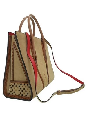 Christian Louboutin PALOMA 2WAY Handbag Authentic Shoulder Bag Beige Studs Suede - Image 1 of 4