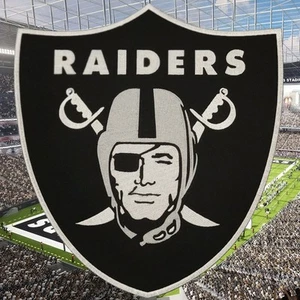 Logotipo de fútbol de la Nación de Las Vegas de los Raiders tamaño grande 11,0" x 12,0" hierro para coser en parche - Imagen 1 de 11