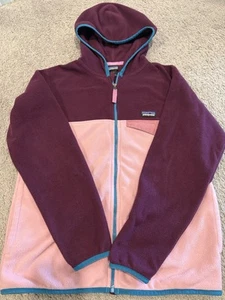 Patagonia Girls' Micro D Snap-T Jacket Pink Burgundy Hoodie | M (10) - Picture 1 of 6