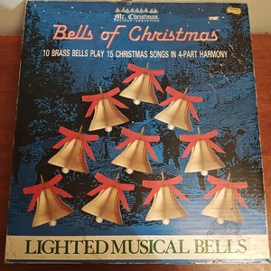 Campanas de Navidad Mr. Christmas de colección 1990, 10 campanas de latón 15 canciones - funcionando - Imagen 1 de 19
