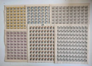 CHECOSLOVAQUIA, LOTE DE 6 PLIEGOS DE 100 SELLOS DE LA SERIE DE EDIFICIOS, USADOS - Imagen 1 de 1