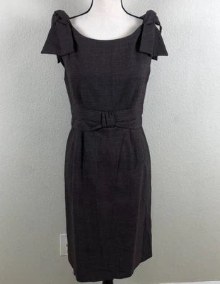 Marc by Marc Jacobs Dress Womens 6 Charcoal Wool Bow Shoulder Sheath Back Zip - Image 1 of 4