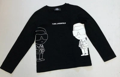 KARL LAGERFELD BLACK L/S CREWNECK POLO/WHITE FRONT LOGO/ BOYS SZ.8 - Image 1 of 3