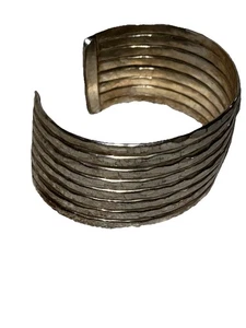Vintage Mexiko Sterlingsilber breit gehämmert Strang Manschette Handarbeit Armband - Bild 1 von 10