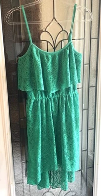 Vestido verde brillante "Bailey Blue" en capas sin mangas con dobladillo alto-bajo talla L Foto 1 de 4
