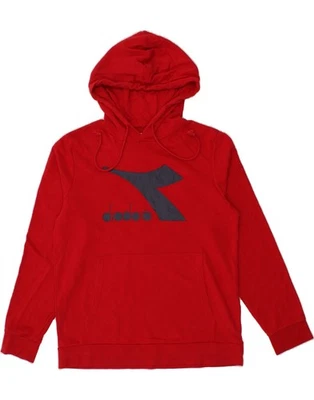 Moletom com capuz DIADORA masculino gráfico grande vermelho algodão OL17 - Imagem 1 de 3