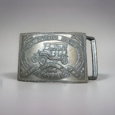 Vintage Brass Henry Ford Automobiles Belt Buckle Model T Unique - Image 1 of 4