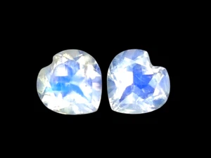 1.56cts White (Blue) natural moonstone heart shape 2pcs loose gemstones - Picture 1 of 2