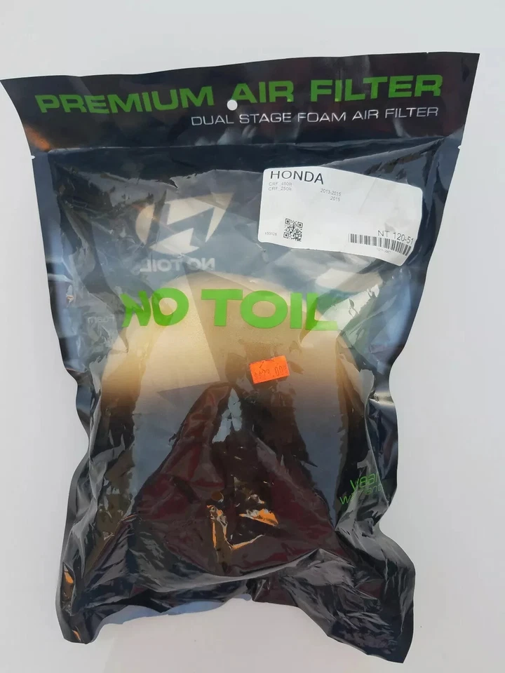 Filtro de aire premium de espuma de doble etapa sin trabajo NT 120-51 Honda 2013-2015 Crf450 Nuevo de Lote Antiguo Foto 1 de 1