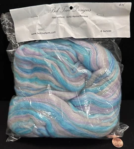 Needle Felting 100% Natural Fiber Roving: UNICORN BLUE- PURPLE SWIRL - 4 Ounces  - Picture 1 of 3