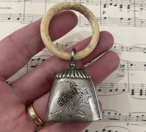 Antique French Art Nouveau Sterling Silver Baby Rattle Bebe c1900 - Picture 1 of 4