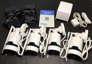 *SET OF 4* Home Security System Camera's with Base Station, Waterproof, White - Picture 1 of 9