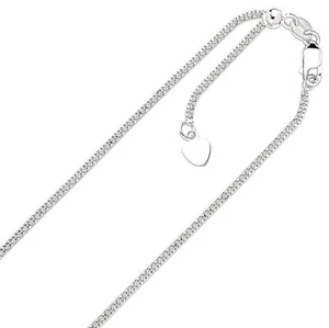1.3mm Solid Adjustable Popcorn Chain Necklace REAL 14K White Gold Up To 22" 2.7g - Picture 1 of 2