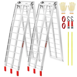 VEVOR 2x Aluminium Folding Loading Ramps 1500LB ATV Motorcycle Mower Trailer UTV - Picture 1 of 12