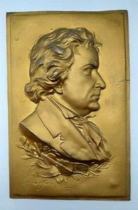LUDWIG VAN BEETHOVEN CAST METAL PLAQUETTE. 25.5cm x 16.5cm - Picture 1 of 11