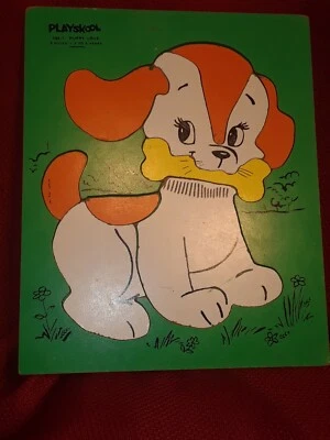 PUZZLE VINTAGE de madera preescolar PUPPY DOG sierra de calar playskool 165-1 de colección masonita Foto 1 de 4