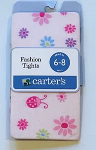 New Pink Vintage Carters Flowers & Ladybug Tights 9 12 18 24 mo 2T 3T 4T NIP NWT - Picture 1 of 2