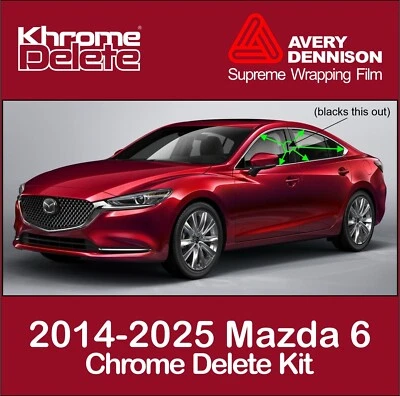 Vinilo de eliminación de cromo para Mazda 6 2014-2025 4 puertas acabado cromado (negro brillante) Foto 1 de 4