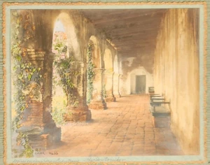 Antique Mission San Juan Capistrano Silver Gelatin Hand Tinted Edith Webb 1910s - Picture 1 of 12