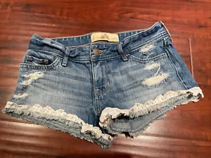 Pantalones cortos de mezclilla de encaje floral Hollister - talla 0 - cintura 24"" entrepierna de 2 - Imagen 1 de 7